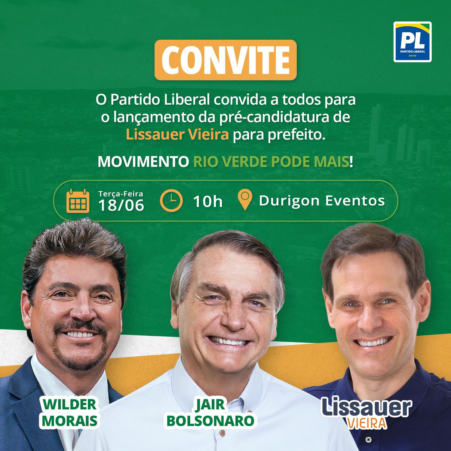 Convite para reunião política com a presença do ex-presidente Bolsonaro